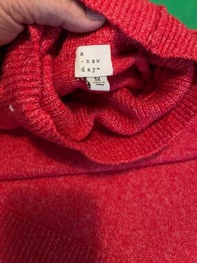 a new day Women's Coral-Red Turtleneck Sweater